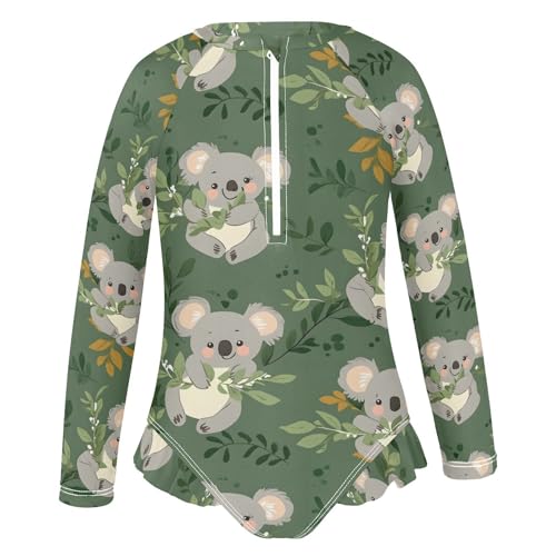 Cute Koala Tropical One Piece Swimsuits for Girs Rashguard Swimwear with Zipper 3T 202b82752