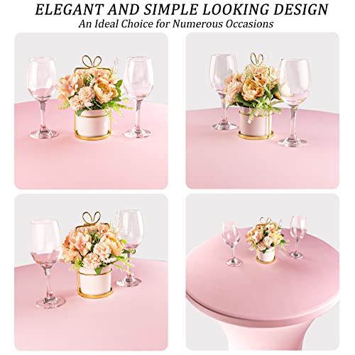 Image of 4 Pack Spandex Stretch Tablecloth - 32x43 Inch Square Corners, Fitted High Top Table Cloth for Cocktail, Bar, Weddings, Birthday, Banquet, Outdoor Party (Pink)