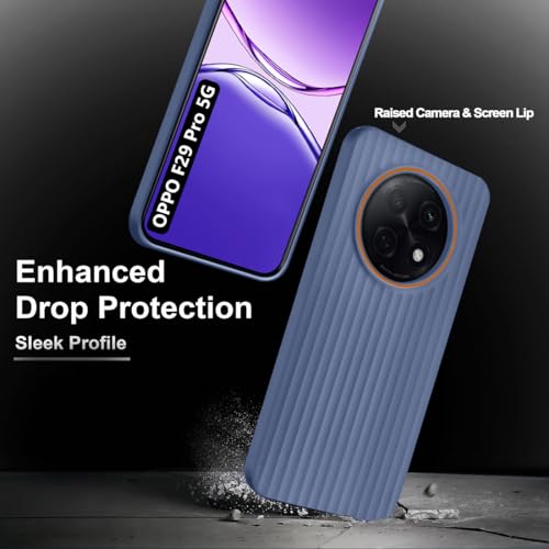 Image of Fashionury Ring Line Beam Design Back Case for Oppo F29 Pro 5G | Ring Line Camera Protection | Vertical Beam Bump Protection | Rubberised Back Case for Oppo F29 Pro 5G (Blue)