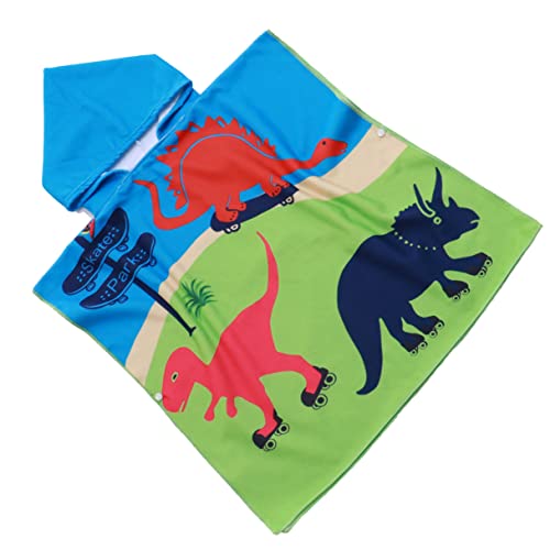 FEBE Badeponcho Kinder Dinosaurier Badetuch Mit Kapuze Bademantel f&uuml;r Kleinkind