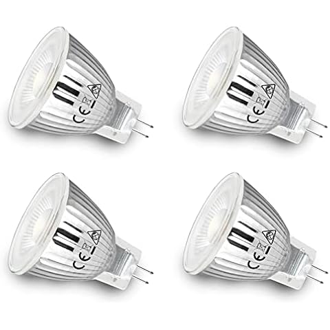 Allesgute Bombilla LED GU4 de 5W, MR11, 12V, 35mm, 400lm, blanco neutro, juego de 4 Cover