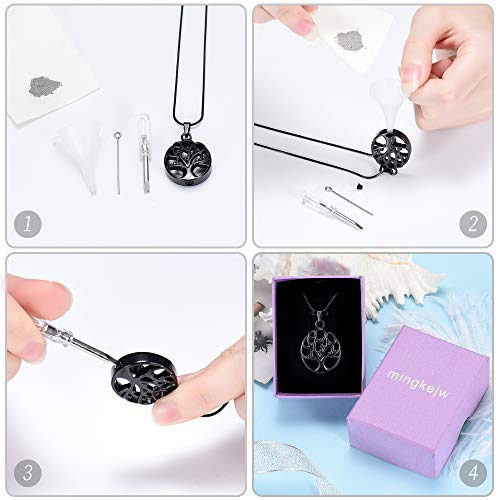 Cremation Jewelry Tree of Life Urn Necklaces for Ashes Memorial Keepsake Pendant Locket Ashes Holder Jewelry for Women Men (Black) - Thumbnail 6