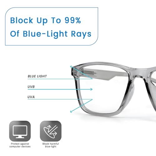 Image of UV Protection Glasses Blue Cut Blocking Harmful Rays Glasses for Men & Women Zero Power Computer Specs Eye Protection Lightweight Frame with Case & Cleaning Cloth