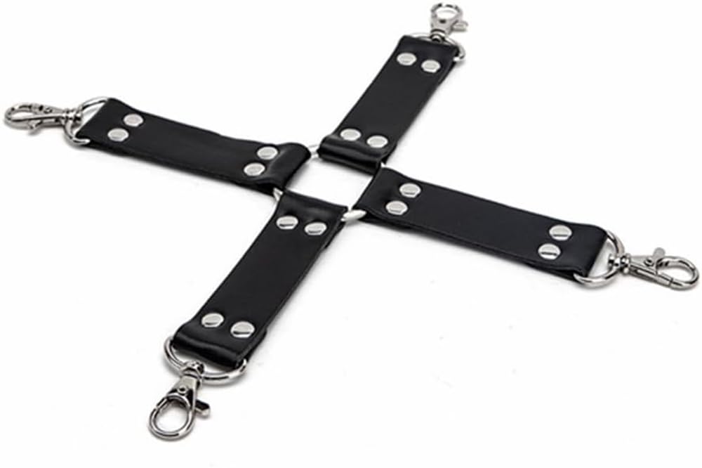 Correas de cuero negras cruzadas para muñeca y tobillo