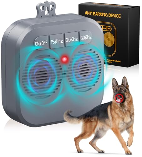 Anti Barking Device for Dogs, Ultrasonic Dog Barking Silencer with 3 Modes, Rechargeable Dog Bark Deterrent Devices with 33FT Range, Bark Box for Most Breeds Indoor/Outdoor Use (Grey)