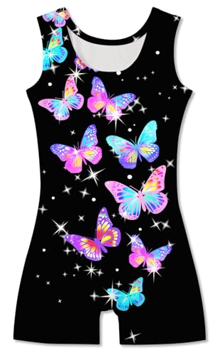 Tuonroad Gymnastics Leotards With Shorts For Girls Size 9-10 Years Old Colorful Butterflies Sparkly Biketards thumb #1
