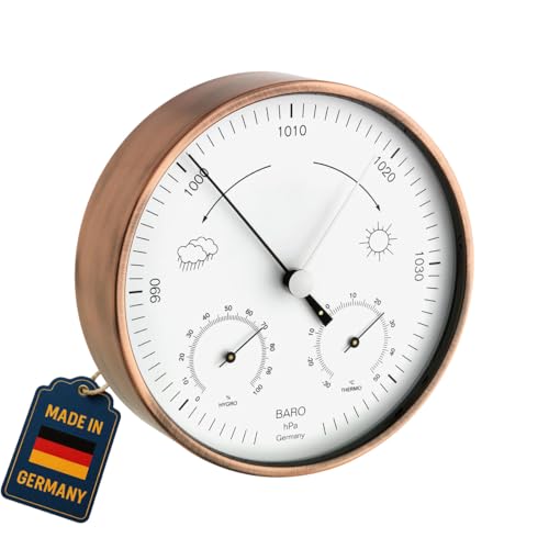 TFA Dostmann Analoge Wetterstation für innen und außen, 20.2027, wetterfest, Barometer, Thermometer, Hygrometer, zur Wettervorhersage, deutsches...