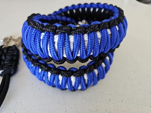 Paracord Lunch Box Strap with Stainless Steel Clips Blue White Black Machine Washable (58)