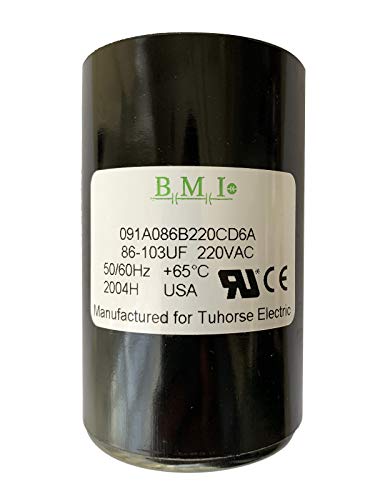86-103UF Motor Start Capacitor, Compatible Replacement Part in Franklin 3/4HP QD 2801074915, 1HP CRC 2824085015 w/P# 275464118, 305207918, Tuhorse TCB15M230, Made in USA by BMI for Tuhorse Electric