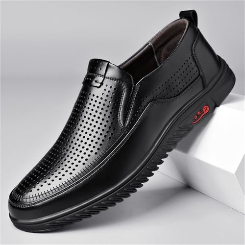 Men's Summer Genuine Leather Hollow Out Business Sandals Casual Shoes Breathable Soft Sole Dad Shoes for Middle Aged Comfortable Footwear2