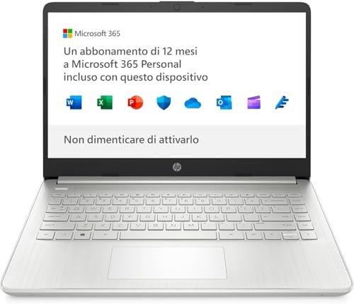 HP Laptop 14s-dq3000sl, Intel Celeron N4500, RAM 4GB DDR4, SSD 128 GB, Scheda Intel UHD, Display 14” FHD, SVA, Antiriflesso, Wi-Fi, Bluetooth 4.2, Windows 11S, Microsoft 365 Incluso, Argento - Immagine 1