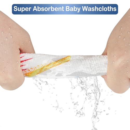 Image of softan Baby Washcloths, 24Pack Baby Wash Cloths Extra Soft & Ultra Absorbent, Baby Towels Face Towel Unisex for Boys Girls Face & Body, Washclothes Gentle on Sensitive Skin, 9''x 9''Blue Planet