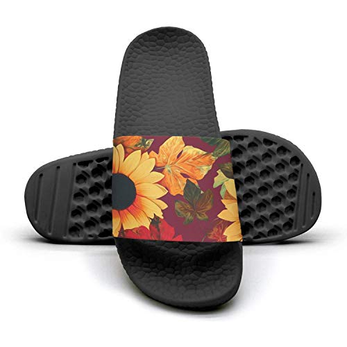 NAILINA Sunflowers Pattern Artistic Slippers Women Black Slip on Sandals Cool Slides Shoes