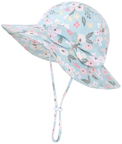 Image of Baby Girl Sun Hat Infant Summer Beach Hats with UPF 50+ Toddler with Wide Brim Strap Outdoor Bucket Hat