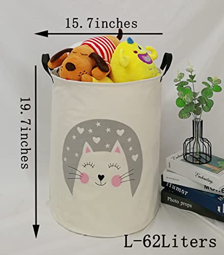 Kunro Large Storage Basket Toy Box Laundry Bag Hamper Kids Gift Organizer Chest Waterproof Coating Organizer Bin Dorm Nursery (Cat) #TOP1