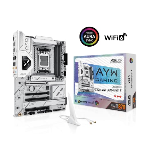Image of ASUS X870 AYW Gaming WiFi W AMD X870 AM5 ATX Motherboard, 12+2+1 80A DrMOS Power Stages, DDR5, PCIe 5.0 Ready, PCIe 5.0 x16, 3X M.2, Wi-Fi 6, 2.5Gb LAN, HDMI, USB4, USB 20Gbps Type-C, Aura Sync