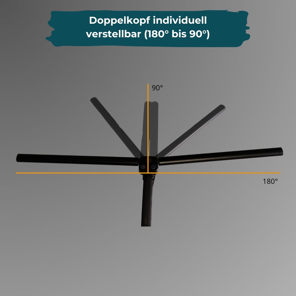LUXULA LED Doppelkopf Schreibtischlampe, klemmbar, dimmbar, 5 Farbtemperaturen, flexibel einstellbar, 24W, 800lm, weiß - Tischleuchte Bürolampe Monitorlampe Büro Arbeitsplatz