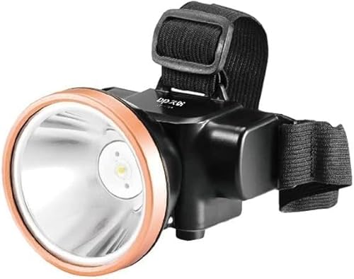 BOSHYUM Linterna Frontal, luz Potente, Recargable, batería de Larga duración, luz Brillante de Largo Alcance montada en la Cabeza, lámpara de minero Tipo Trompeta para Exteriores.