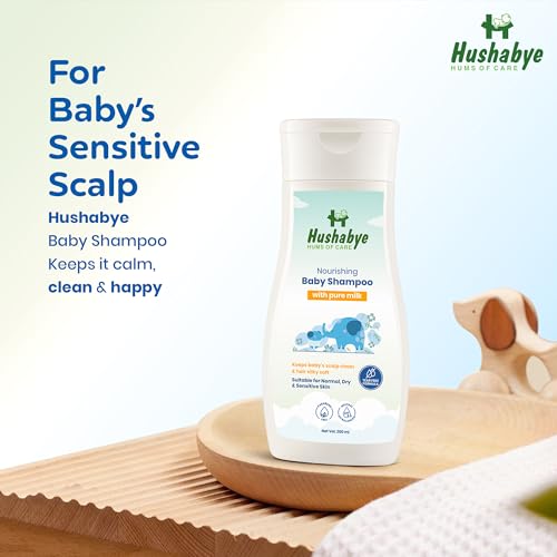 Image of Hushabye Moisturizing Baby Lotion, Head to Toe Wash & Nourishing Shampoo with Milk Protein | pH Balanced for All Skin Types | Newborn Care Gift Set, 200ml Each, Combo Pack of 3
