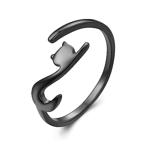 😻😽Anello Regolabile Donna😻😽L'anello per gatti ha un design aperto e può essere regolato in base alle proprie dimensioni. Larghezza dell'anello: 0,2 cm, peso: 1,4 g, dimensioni del gatto: 0,9*0,7 cm, si tratta di un semplice anello a forma di gatto che può essere indossato da solo o con altri anelli.