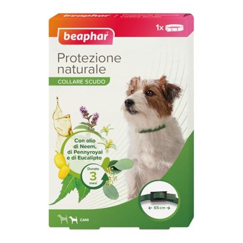 Beaphar Protezione Naturale, Collare Scudo Regolabile per Cane Medio, con Olio di Neem, Fino a 3 Mesi di Protezione, 65 cm