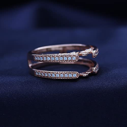 AFFY 1/3 ct. t.w Round Cut White Cubic Zirconia Millgrain Cathedral Enhancer Guard Ring In 14K Gold Over Sterling Silver Jewelry Gift For Her3