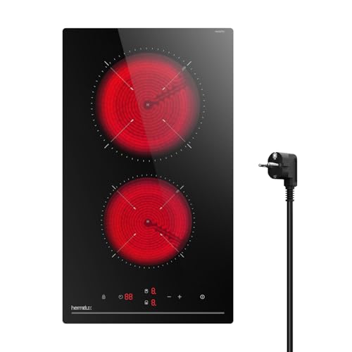 Hermitlux piano cottura vetroceramica 28,8 cm, 2 fouchi, 9 livelli