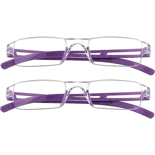 Image of 2 Pack Reading Glasses, Blue Light Blocking Computer Reading Glasses for Women and Men, Lightweight Readers(Purple,+2.50Magnification)