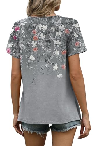 Image of WIHOLL Women T Shirts Pleated Short Sleeve Tops Business Casual Dressy Blouses