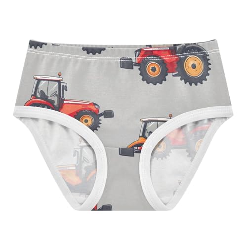 Kids Underwear, Cartoon Tractors Grey Toddler Girl Panties, Girls Underwear Cotton, 2T–8 Years
