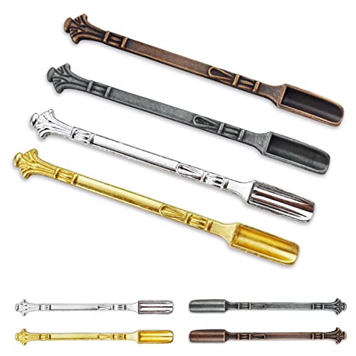 Yetoome 4 Pcs Mini Snuff Spoon Home Supply Spoons For Filling Vials With Salts Home Kitchen Supplies (Gold, Silver, Antique Brass, Black Gray) #TOP26
