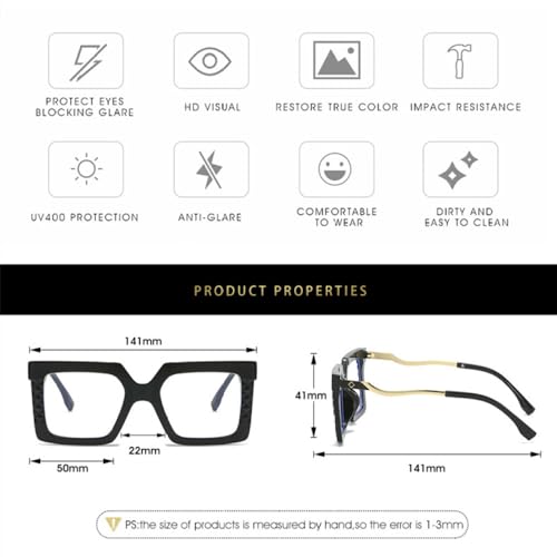 Lunettes de vue ambre oversize carrées au design géométrique