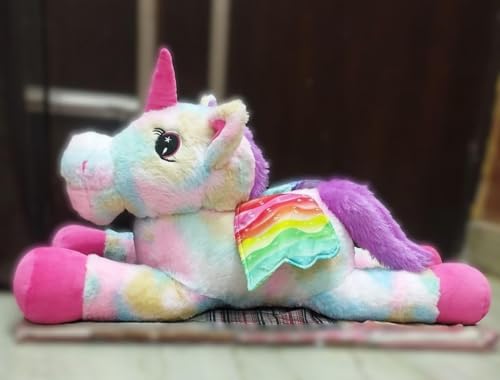 Image of Niku Pink Unicorn with Wings Soft Toy for Kids Girls Baby Boy | Teddy Bear Plush | Best Gift for Birthday Valentines Anniversary (65 cm, Rainbow Pink)