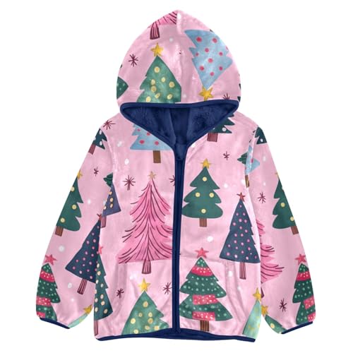 Christmas Trees Girls Fleece Jacket Girls Fall Jacket Girls Zip Up Hoodie Girls Sherpa Jacket 2-10T