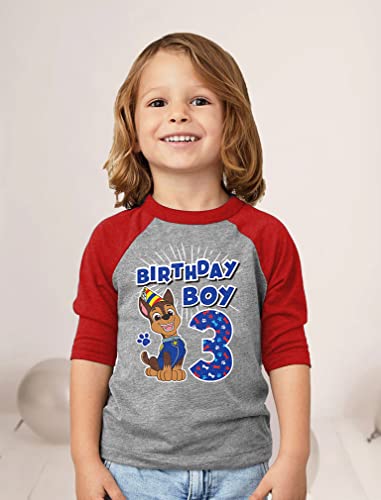 Image of Tstars Paw Patrol Rubble 3rd Birthday Baseball Tee Toddler Boy 3 /4 | Soft raglan Rubble digging tee for turning three; great for 3rd birthday, construction party, photo gift