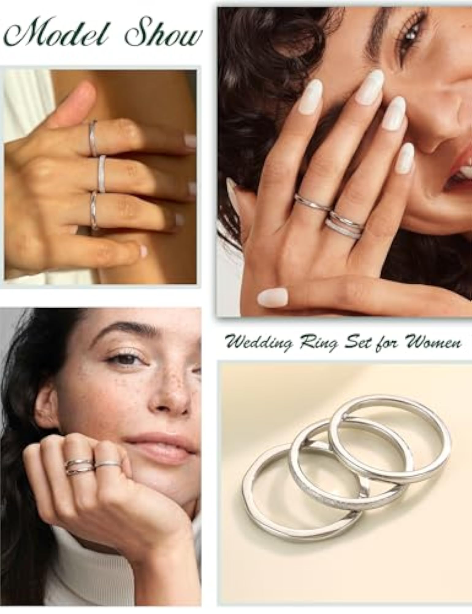 3pc Stainless Steel Women's Stackable Eternity Ring Set