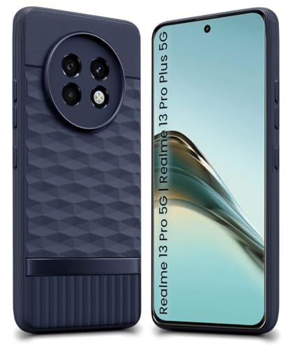 Image of WOW IMAGINE Back Cover for Realme 13 Pro 5G | Realme 13 Pro Plus 5G with Hexa Cube Design | Soft Rubberised Case | Inner Velvet Fabric | Matte Silicone Flexible Mobile Case | Camera Protection - Blue