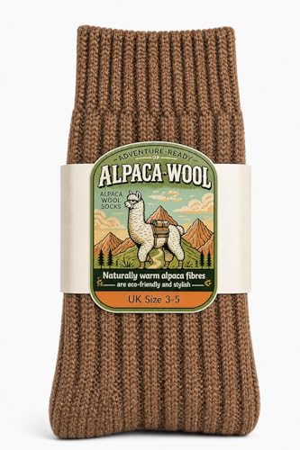 Alpaca Merino Wool Socks Warm Thermal Winter Socks Soft Breathable Moisture Wicking Durable Skin Friendly (UK Numeric 3 5 Regular Regular Brown)