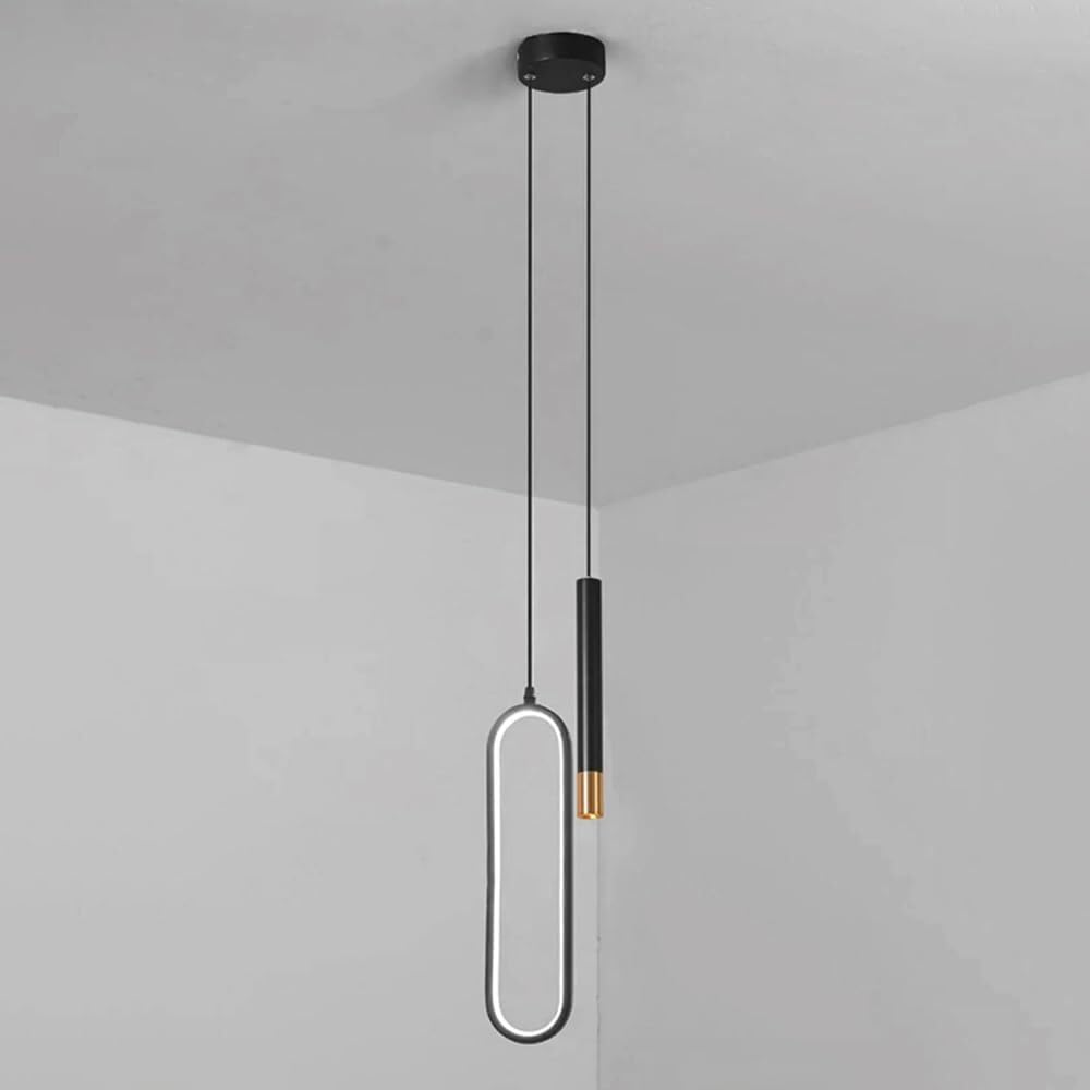Vfdaswqq Cool Light Lamp, 2-Heads Bedside Chandelier Metal Long Ring With Flute Spotlight(Cool Light)