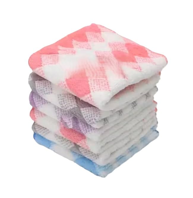 Soft Face Towel Washcloths, Pack of 12, Multicolour | Diamond Check Pattern, Small Hand Towels, Assorted Colours, Absorbent Fabric, Everyday Use-image-46