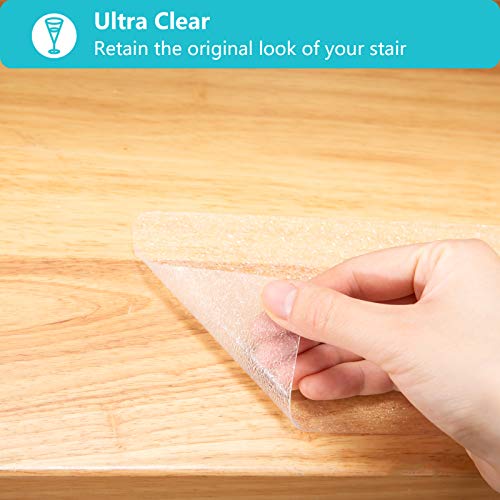 Q-Hillstar Clear Non Slip Stair Treads, 4” X 30” Waterproof Anti Slip Tape (15 Pack) | High Traction Non Skid Step Strip, Pre-Cut Pvc Free Non Slip Stair Grips For Indoor Use #TOP2