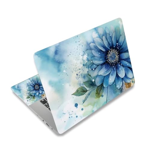 Sticker ordinateur portable 17 pouces fleur bleue anti-rayures