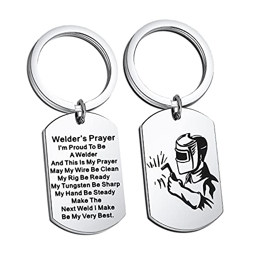 Welder's Prayer Dog Tag Keychain - May My Wire Be Clean