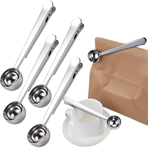 4 PCS Coffee Scoop with Bag Clip Multifunctional Coffee Scoop Stainless Steel Kitchen Tools Cover