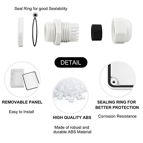 CPROSP Abzweigdose Wasserdicht IP65 Feuchtraumdosen Aufputz-Abzweigkasten 150x110x70mm für Ø6-12 mm, mit 10x Kabelverschraubungen, mit Lochsäge 20mm