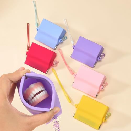 1 capa retentora de silicone portátil com orifícios de ventilação, caixa de armazenamento higiênica de viagem para dentaduras, alinhadores e protetores bucais, amarelo