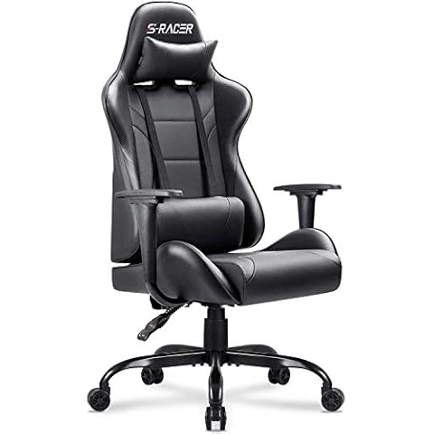 Homall Gaming Chair Computer Office High Back Leather Gamer Desk Chair Ergonomic Adjustable Swivel Racing Chair with Headrest and Lumbar Support (Black) Cover
