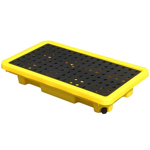 Bac de rétention résistant aux produits chimiques avec grille amovible, bac de rétention durable pour fûts d'huile, facile à nettoyer et à entretenir, parfait pour une utilisation en laborat