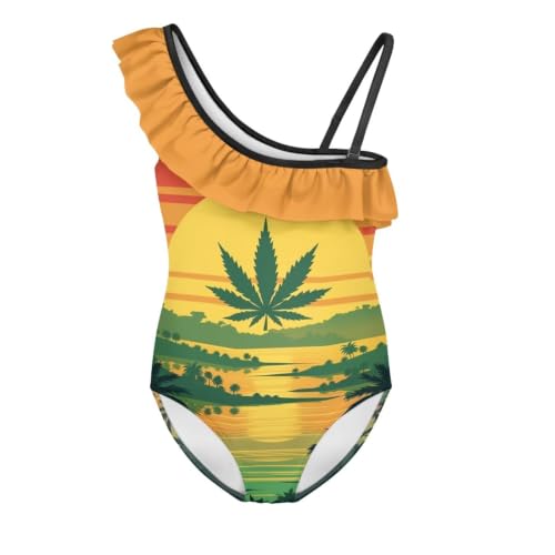 Image of Girls Swimsuit One Piece Ruffle Swimsuit Non-Slip Straps UPF 50+ for Girls Size 3-14 Years