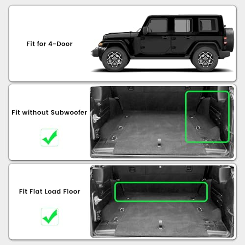 Image of LASFIT Cargo Mat for Jeep Wrangler JL 2018-2026 4 Doors Without SUBWOOFER